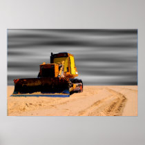 Tractor In The Sand Poster
