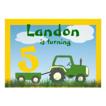 Tractor Party Invitation: Age in Cart
