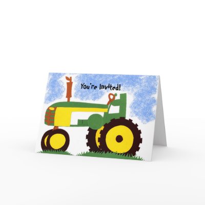 Tractor Party Invitation Card Cards by KirstenEdwards