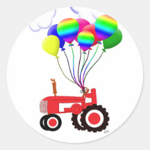 Tractor with Balloons Stickers