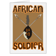 Traditional African Soldier Spear and Shield Greeting Cards