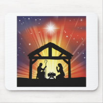 Traditional Christian Christmas Nativity Scene Mousepads