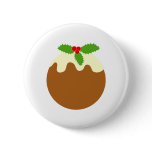 Traditional Christmas Pudding. On White. Pinback Button
