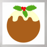 Traditional Christmas Pudding. Vector. On White. posters