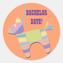 Traditional Donkey Fiesta Pinata Bachelor Party Round Sticker