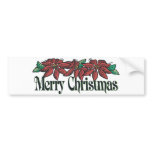 Traditional Flowers Merry Christmas bumper stickers