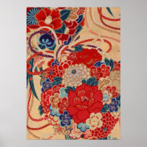 Traditional Japanese fabric design Poster
