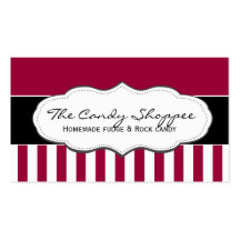 Traditional Red and White Striped Business Cards