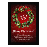 Traditional Red Christmas Wreath Flat Card Personalised Announcements