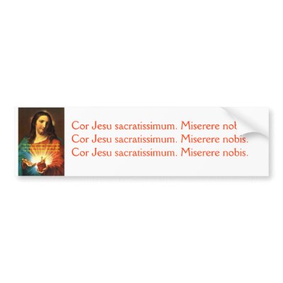 TRADITIONAL ROMAN CATHOLIC SACRED HEART OF JESUS BUMPER STICKERS by servusmariaen