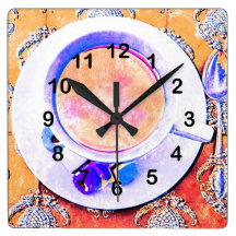 traditional victorian cup of tea with candy wallclocks