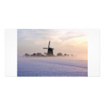Traditional windmill in winter in the Netherlands photo cards