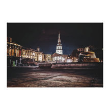 Trafalgar Square at Night Stretched Canvas Print