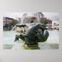 Trafalgar Square Fountains in London England Poster