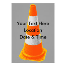 Traffic Cone with Grey Stripes Personalized Invitation