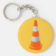 Traffic Cone with Grey Stripes Key Chain