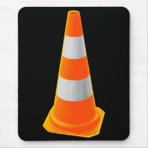 Traffic Cone with Grey Stripes Mouse Mat