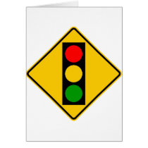 Traffic Light Ahead Highway Sign Greeting Cards