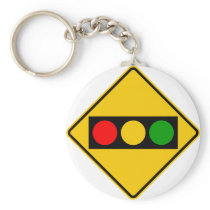 Traffic Light Ahead Highway Sign Key Chain