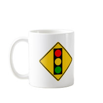 Traffic Light Ahead Highway Sign Coffee Mugs