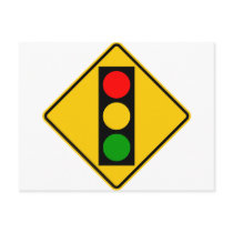 Traffic Light Ahead Highway Sign Postcards
