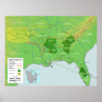 Trail of Tears Native American Relocation Map Poster