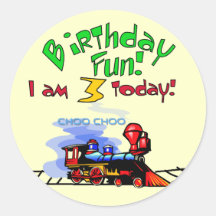 Train 3rd Birthday Tshirts and Gifts Round Sticker