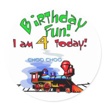 Train 4th Birthday Tshirts and Gifts Stickers