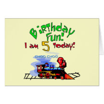 Train 5th Birthday Tshirts and Gifts Cards