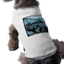 Train Crossing Arched Bridge Magic Lantern Slide Dog T-shirt