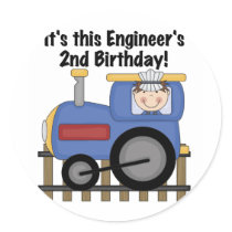 Train Engineer 2nd Birthday Tshirts and Gifts Stickers