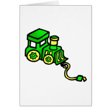 Train Green Greeting Cards