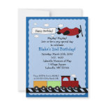 Train & Plane 4x5 cute boy birthday invitation