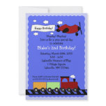 Train & Plane 5x7 cute boy birthday invitation