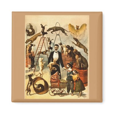 Trained Dog Act 1899 - Vintage Circus Act Poster Refrigerator Magnets by scenesfromthepast