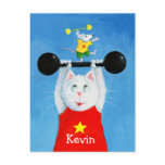 Training Cat & Mouse Funny Post Card postcards