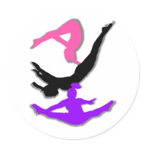 Trampoline gymnast round sticker
