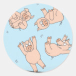 Trampoline Pigs Round Sticker