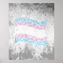 TRANS PRIDE FLAG WORD PATTERN POSTERS