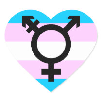 Trans Pride stickers - hearts, with symbol