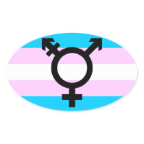 Trans Pride stickers - ovals, with symbol