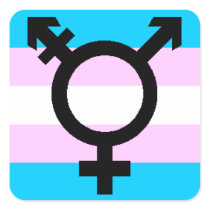 Trans Pride stickers - rounded, with symbol