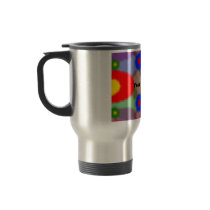 Transparent circles in blue pixilated mug