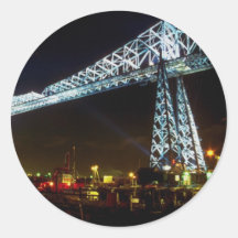Transporter Bridge at night, Cleveland, Ohio, U.S. Round Sticker