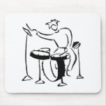 Trap set drummer abstract bw sketch design mousepad