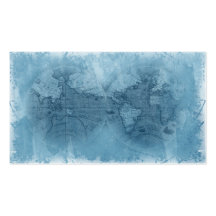 Travel Business Card Antique World Map Globe blue