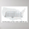 travel map, mark the states you have visited posters