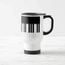 Travel Mug - Piano Keyboard black white
