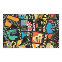 Travel posters retro vintage europe asia usa rectangle sticker