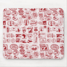 Travel Stamps Pattern Mouse Mat